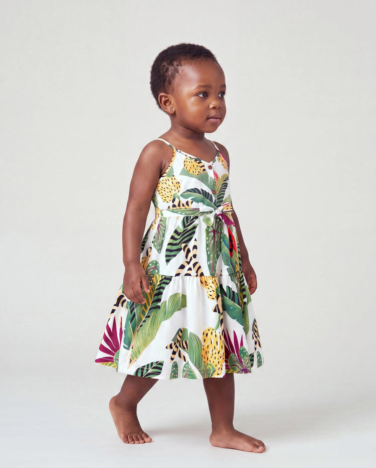 Toddler/Kid Girl Tropical Floral Print Camisole Knot Dress Multi-color