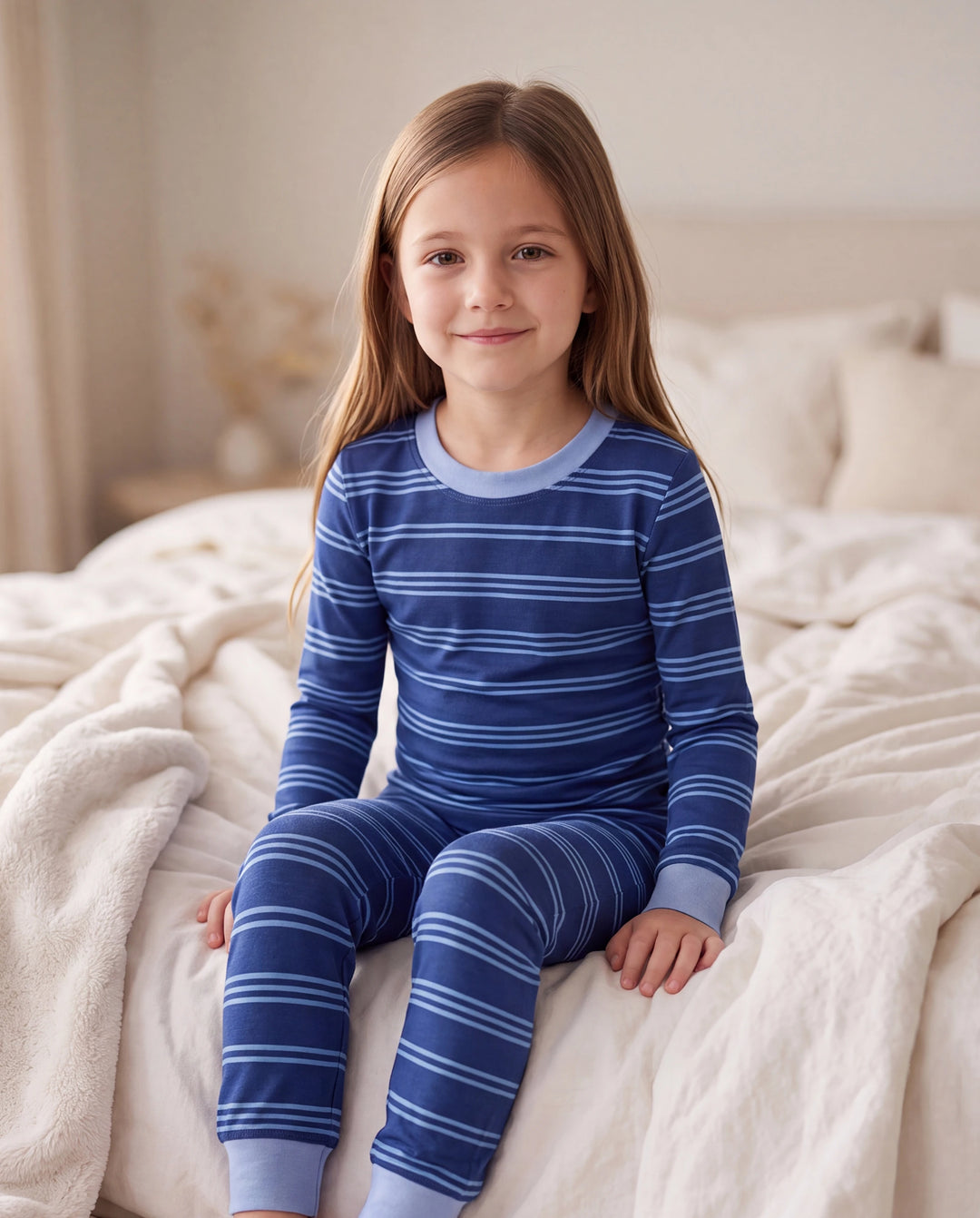 Christmas / Halloween Pajamas 2-piece Bamboo Pajamas Set With Playful Print for Toddler / Kids ( Snug-Fitting) Blue