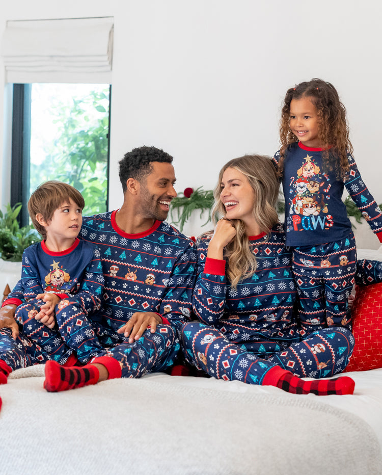 PAW-Patrol-Familien-Weihnachtspyjamas im Partnerlook, Fair Isle, Marineblau