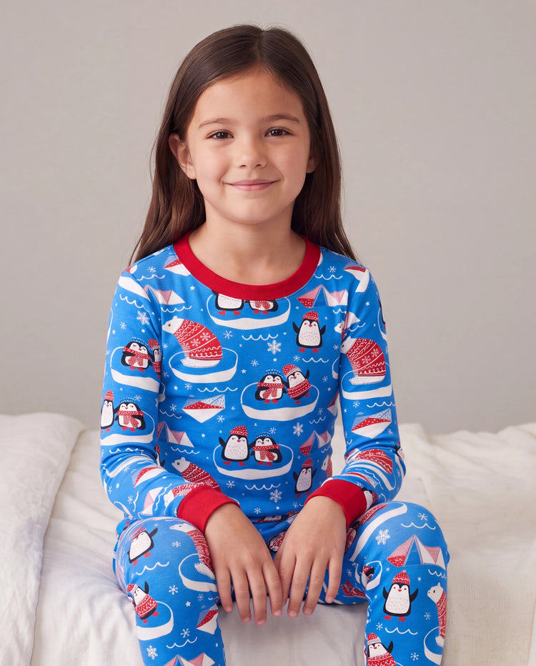 Christmas / Halloween Pajamas 2-piece Bamboo Pajamas Set With Playful Print for Toddler / Kids ( Snug-Fitting) Light Blue