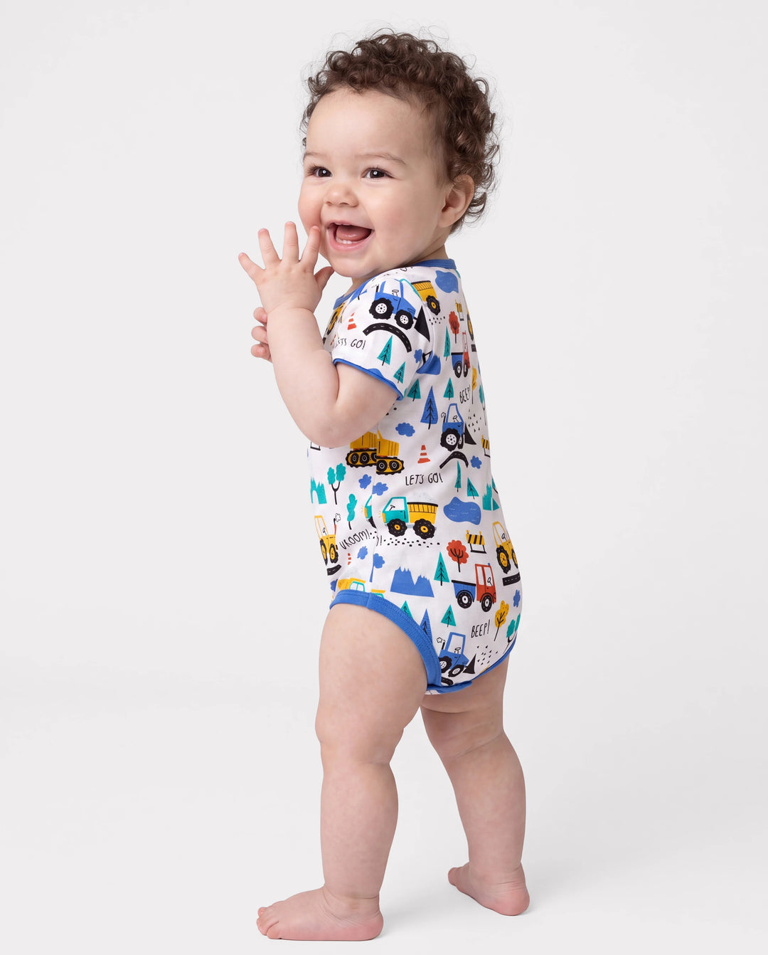 Body de bambú para bebé niño/niña 1 pieza con estampado completo Azul real