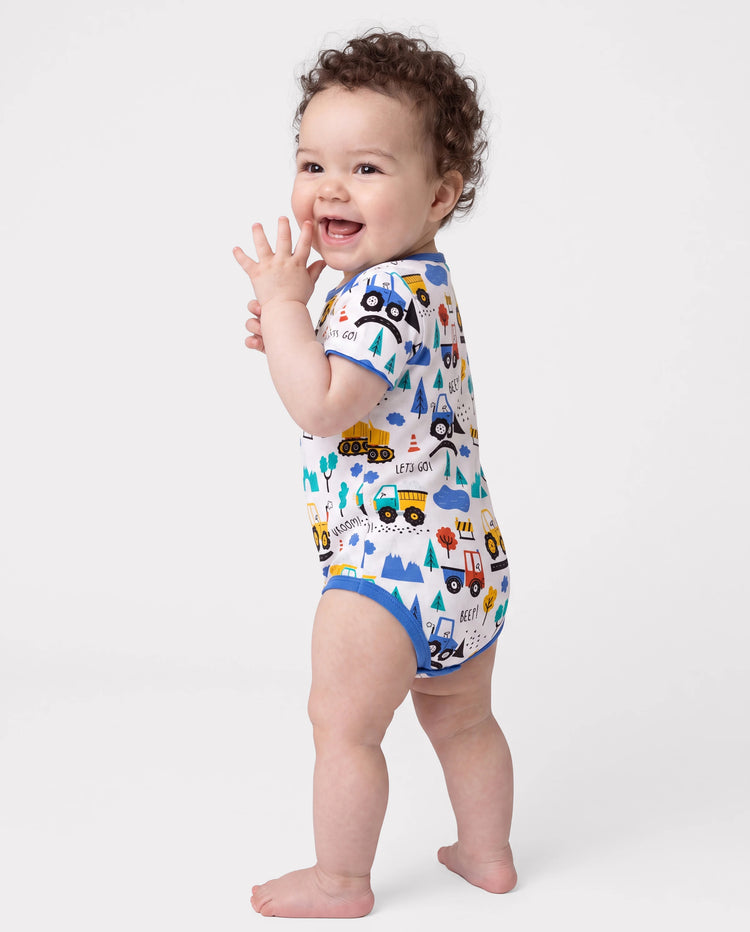 Body de bambú para bebé niño/niña 1 pieza con estampado completo Azul real