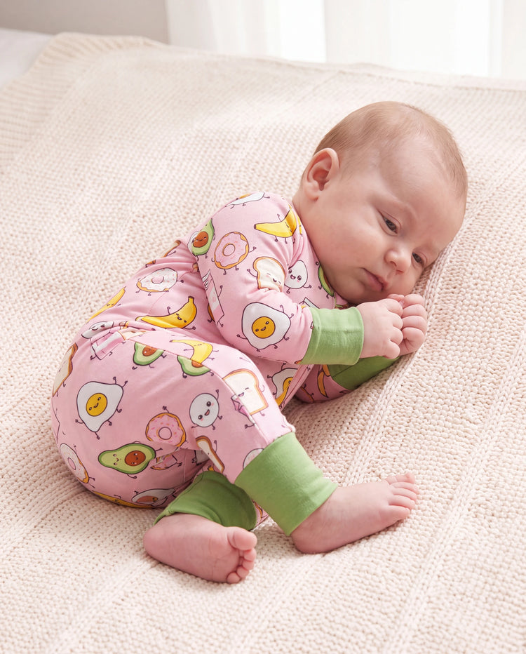 Kids Baby / Girl Bamboo Pajamas With Childlike Print (Snug-Fitting) Peach Pink