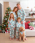 Pyjamas assortis pour toute la famille de Noël, motif sapin de Noël bleu