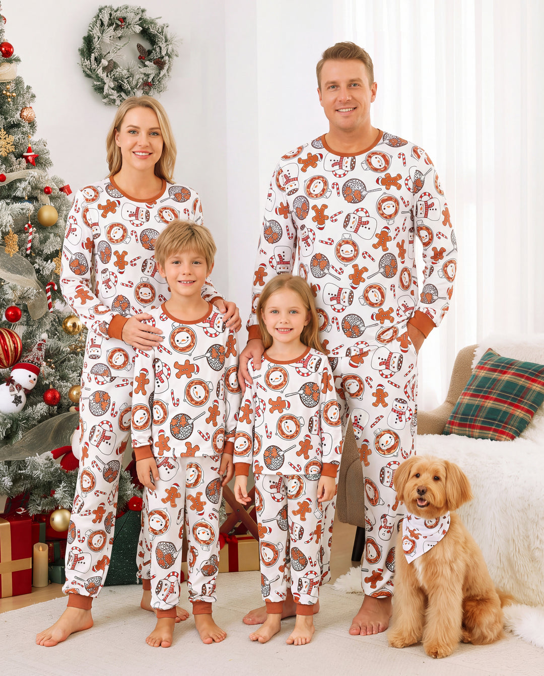 PatPat Matching Family Christmas Pajamas Mug & Snowman Print Khaki
