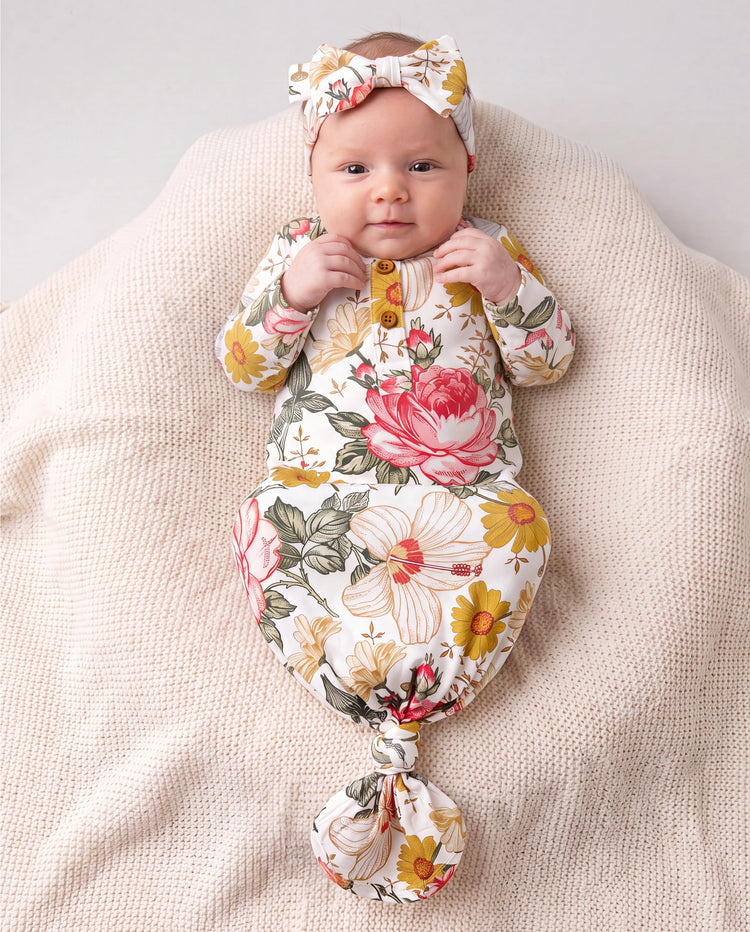 Baby / Girl Bamboo Sleeping Bag Infant Gown with Headband Color block