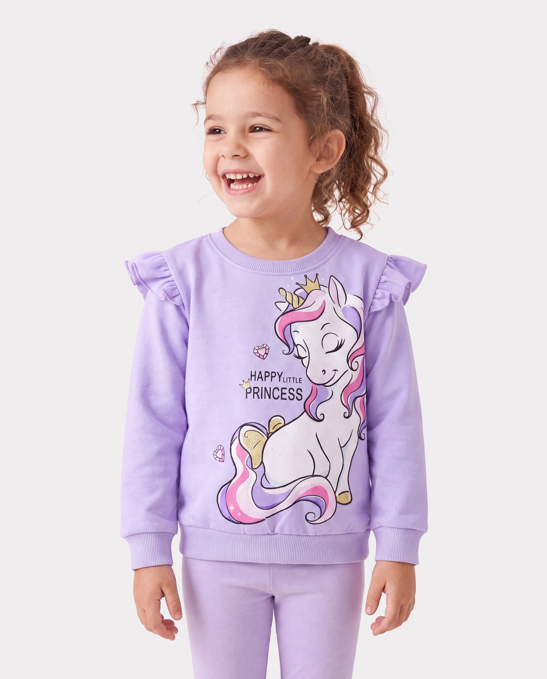 Toddler Girl Childlike Unicorn Print Sweatshirt Purple