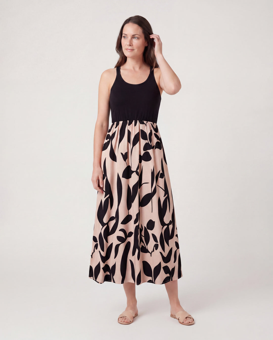 Passende Familien-Sets aus Blumenträgern mit gekreuztem Rücken und Colorblock-Top-Sets schwarz