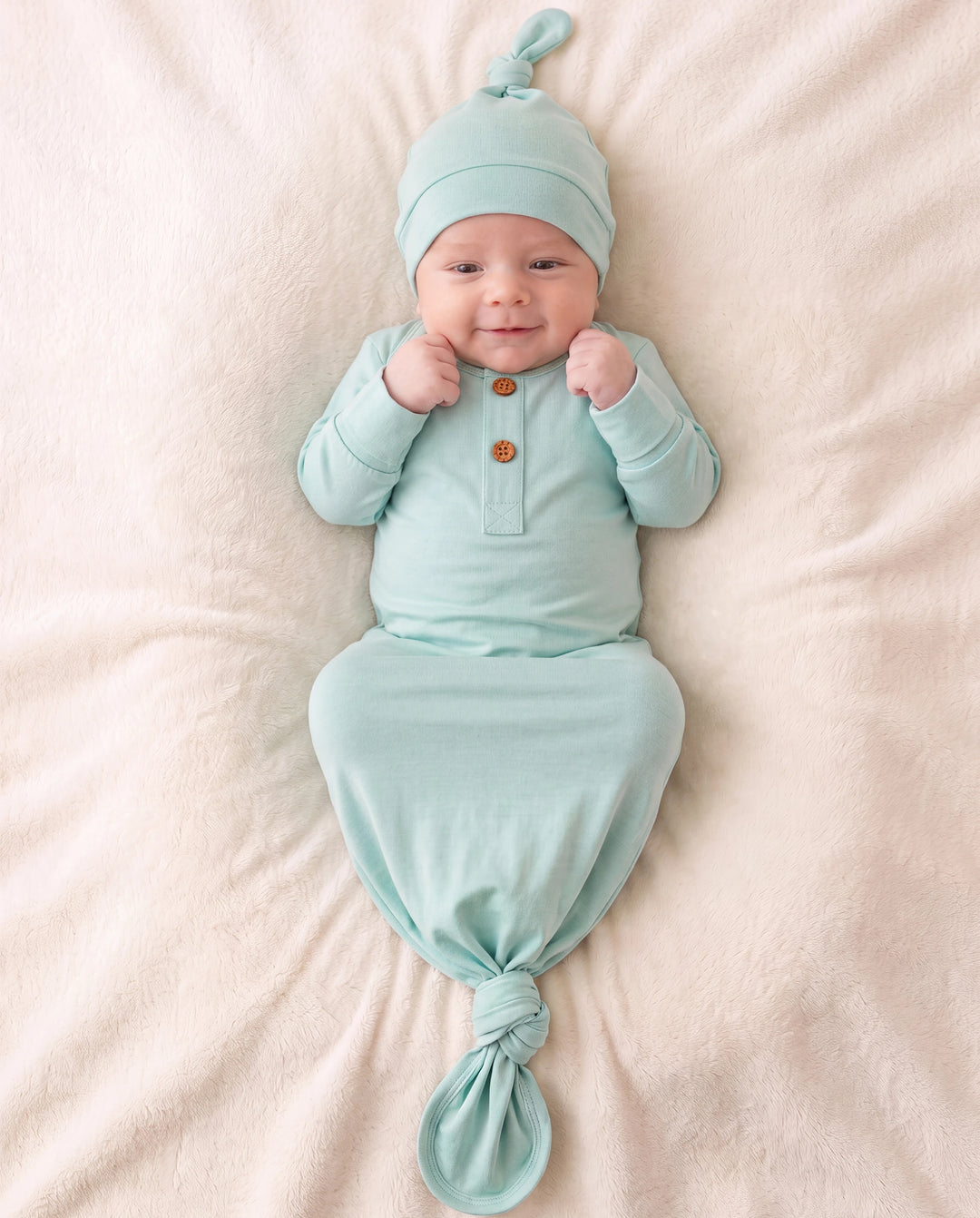 Bamboo Baby Boy/Girl Sleeping Bag Infant Gown with Hat Light Green