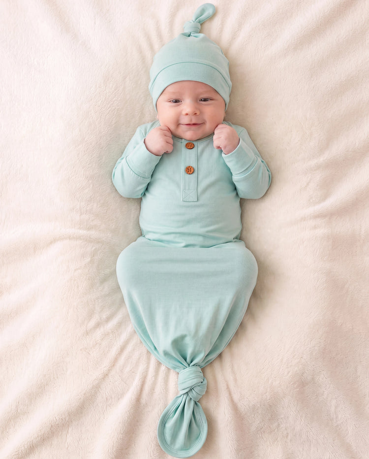 Bamboo Baby Boy/Girl Sleeping Bag Infant Gown with Hat Light Green