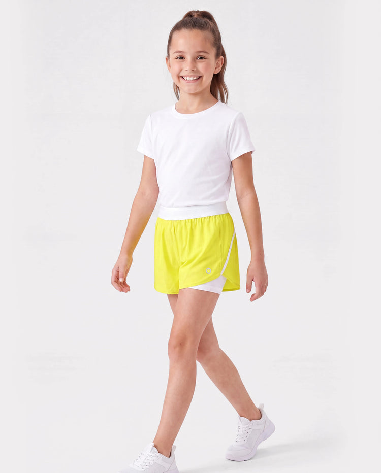 PatPat Lightflow Activewear kid girl athletic ultra light quick dry active shorts with bamboo viscose liner Yellow
