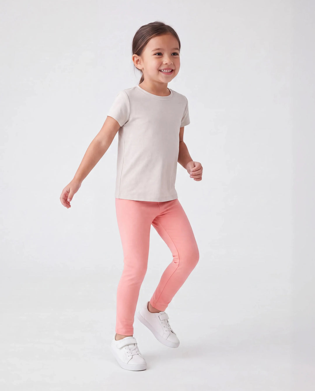 Leggings elásticos de color liso 100 % algodón para niña pequeña, paquete de 3, multicolor