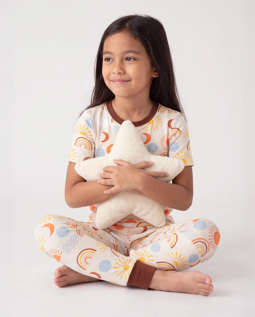 Toddler / Kids Christmas / Halloween Pajamas 3-Piece Bamboo Pajama Set 2-in-1 Look for 4 Seasons (Snug-Fitting) Apricot