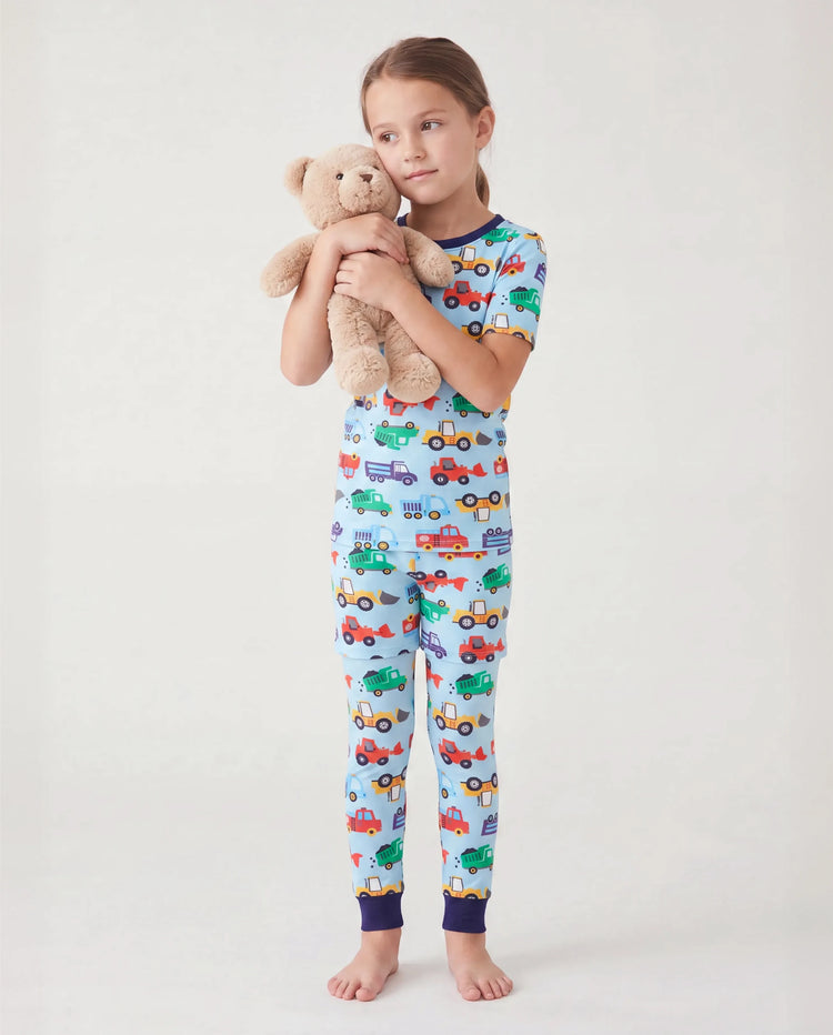 Toddler / Kids Christmas / Halloween Pajamas 3-Piece Bamboo Pajama Set 2-in-1 Look for 4 Seasons (Snug-Fitting) Light Blue
