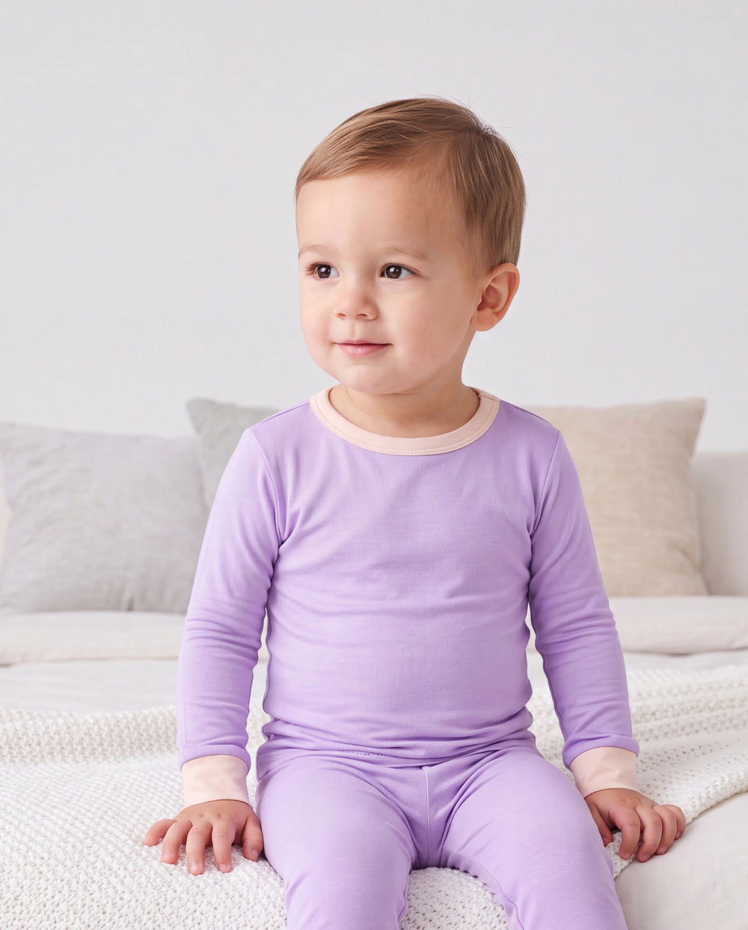 Conjunto de pijama de 2 piezas de tencel modal para bebé, niña/niño (ajustado), morado