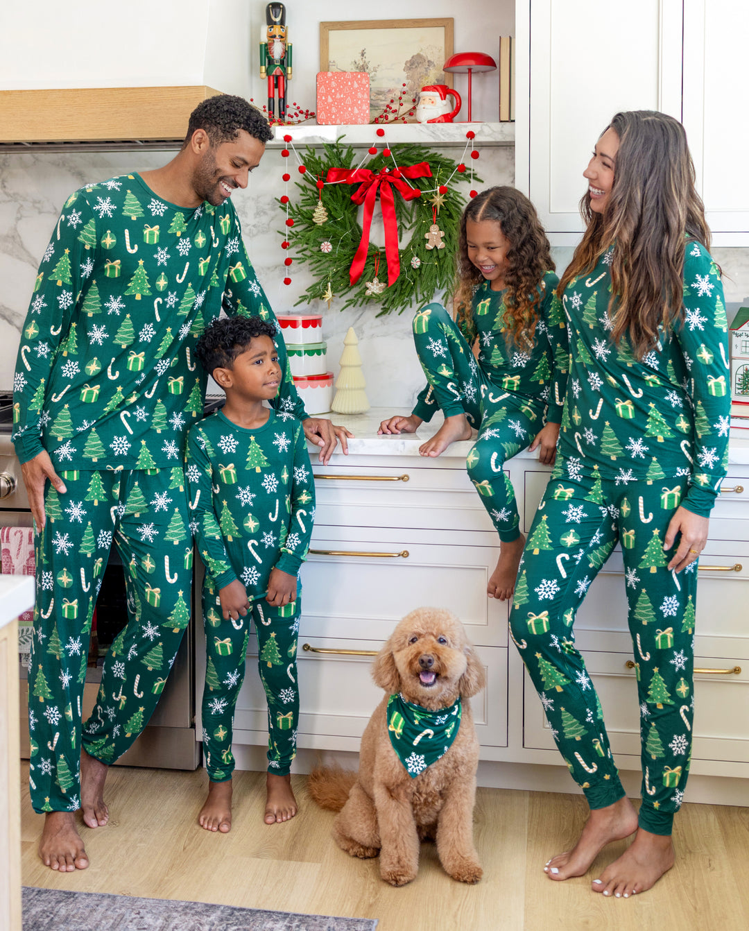 PatPat Family Matching Christmas Pajamas Christmas Tree Print Bamboo Green