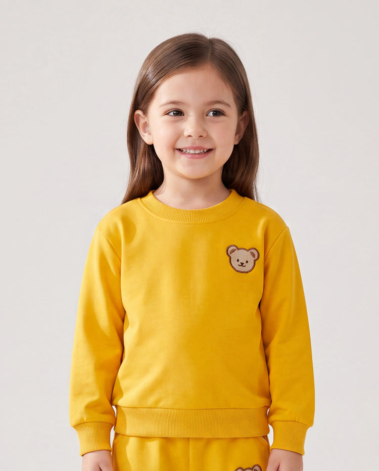 Baby/Toddler Girl/Boy Clothes 2pcs Bear Style Sweatshirt and Pants Set Yellow