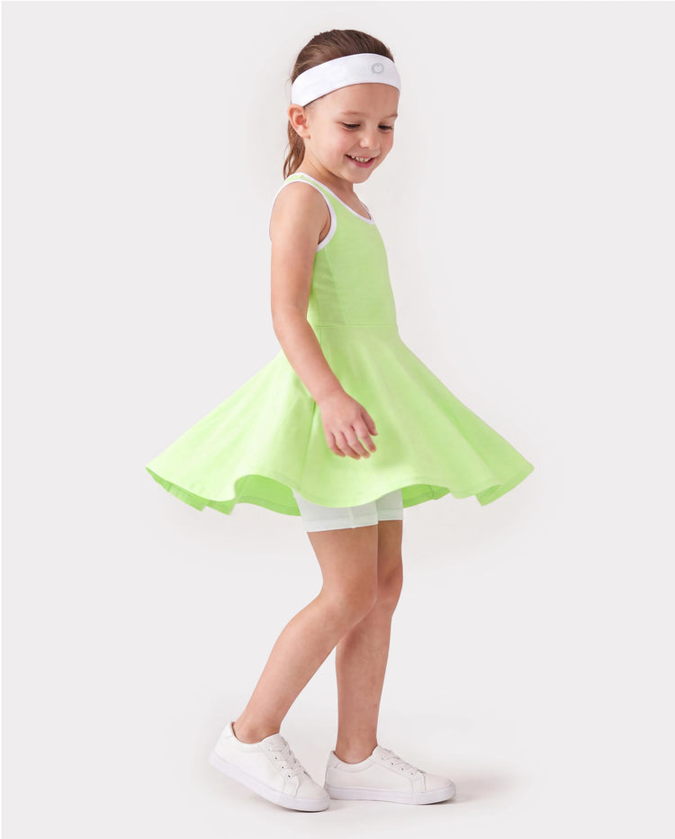 PatPat Rapidair Activewear™ Tenniskleid für Mädchen mit Stirnband und Shorts aus Bambusviskose mit Taschen grün
