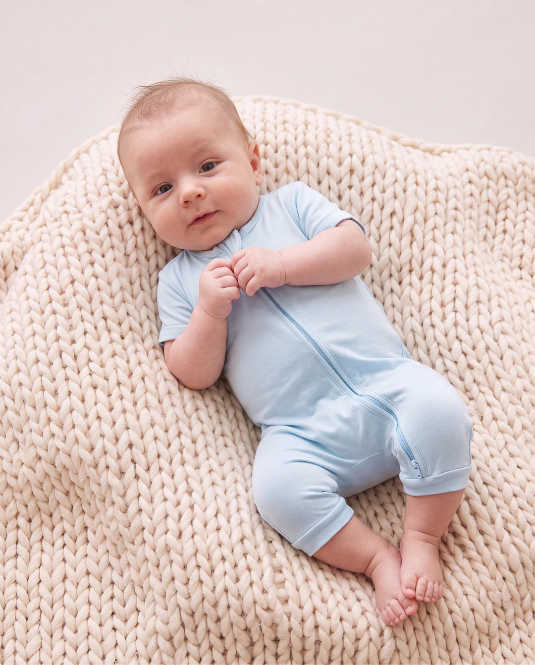 Bambus Baby Jungen/Mädchen 2-Wege Reißverschluss-Strampler mit Anti-Rutsch, kindlichem Essensmuster, Bambus-Schlafanzug (eng anliegend) Türkis
