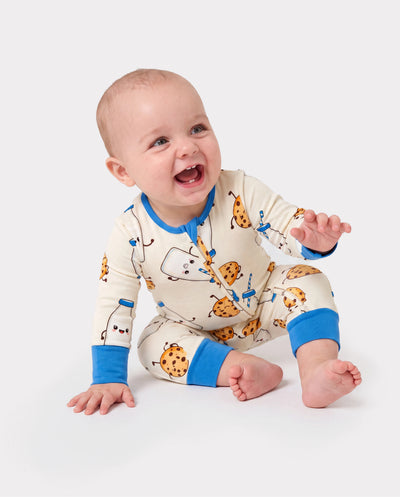 Bamboo Baby Boy/Girl Animal Printed 2-Way Zip Onesies Anti Slip Long-sleeve Footie with Hairband Blue