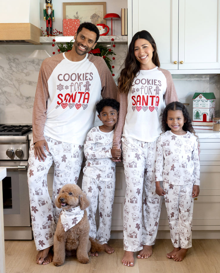 Christmas Matching Family Pajamas Gingerbread Print Brown