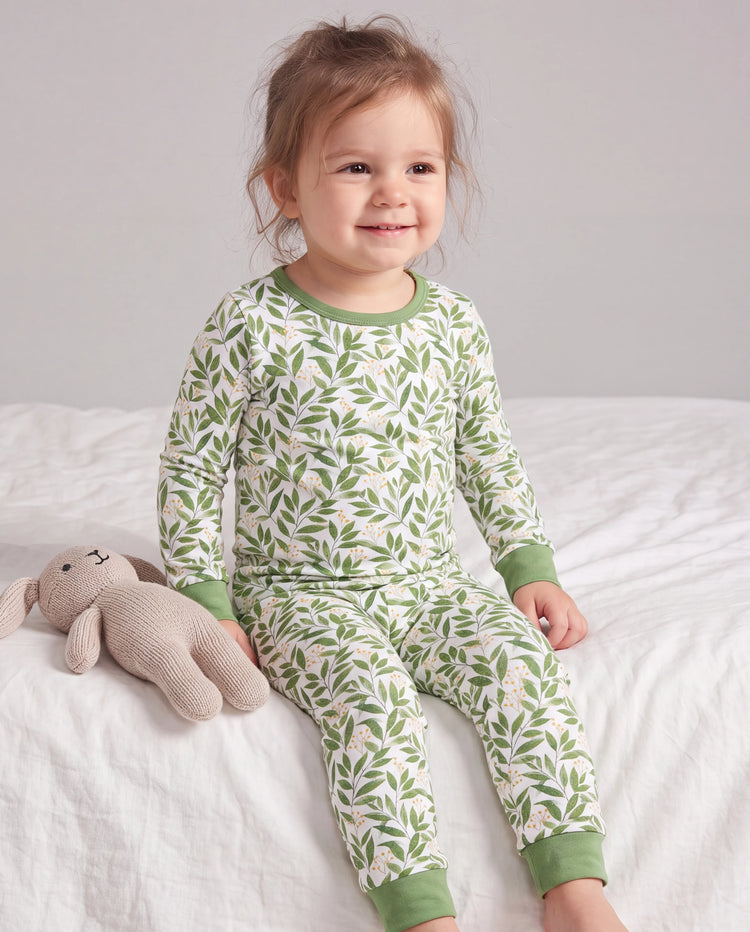 Weihnachten / Halloween Pyjama 2-teiliges Bambus-Pyjama-Set mit kindlichem Druck für Baby / Kleinkind (eng anliegend) grün