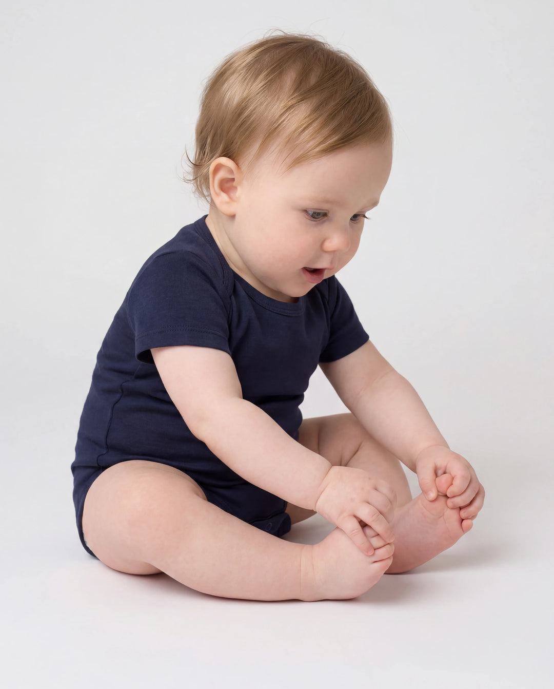 Ensemble de 2 barboteuses unies et imprimées en bambou pour bébé garçon/fille, bleu foncé