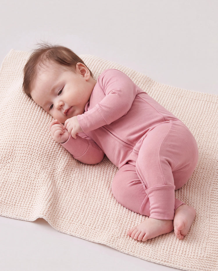 Kinder Baby / Mädchen Bambus Pyjama mit kindlichem Aufdruck (eng anliegend) rosa