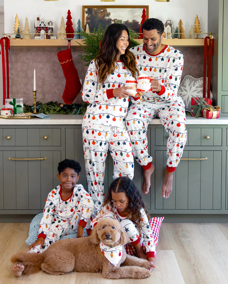PatPat Family Matching Christmas Pajamas Christmas Lights Print White