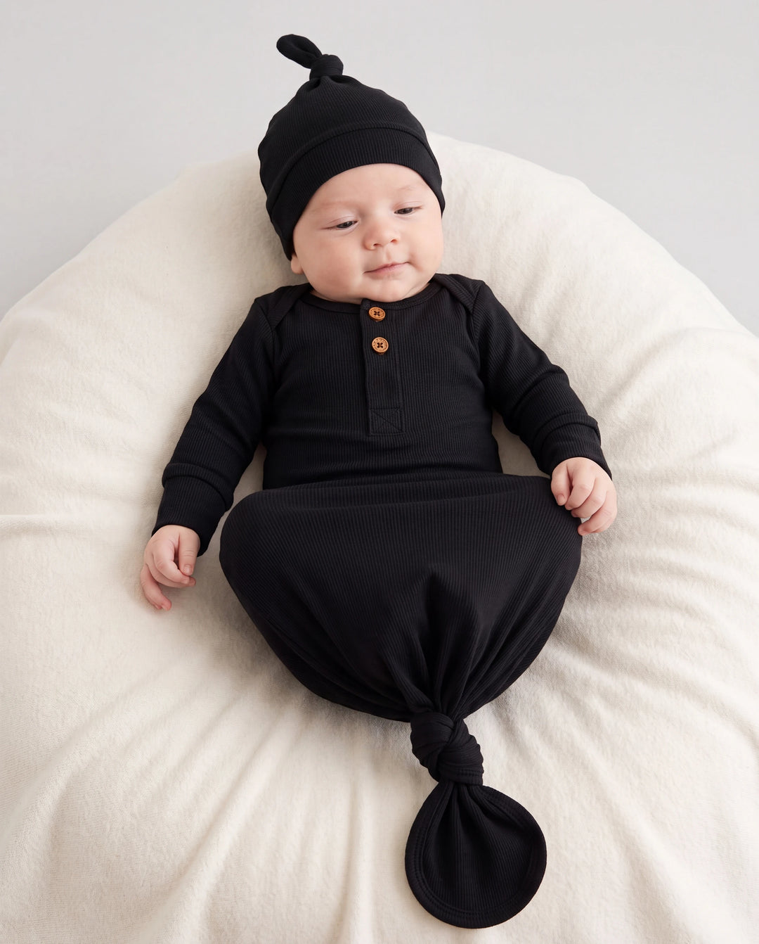Saco de dormir de bambú para bebé niño/niña, bata infantil con gorro negro