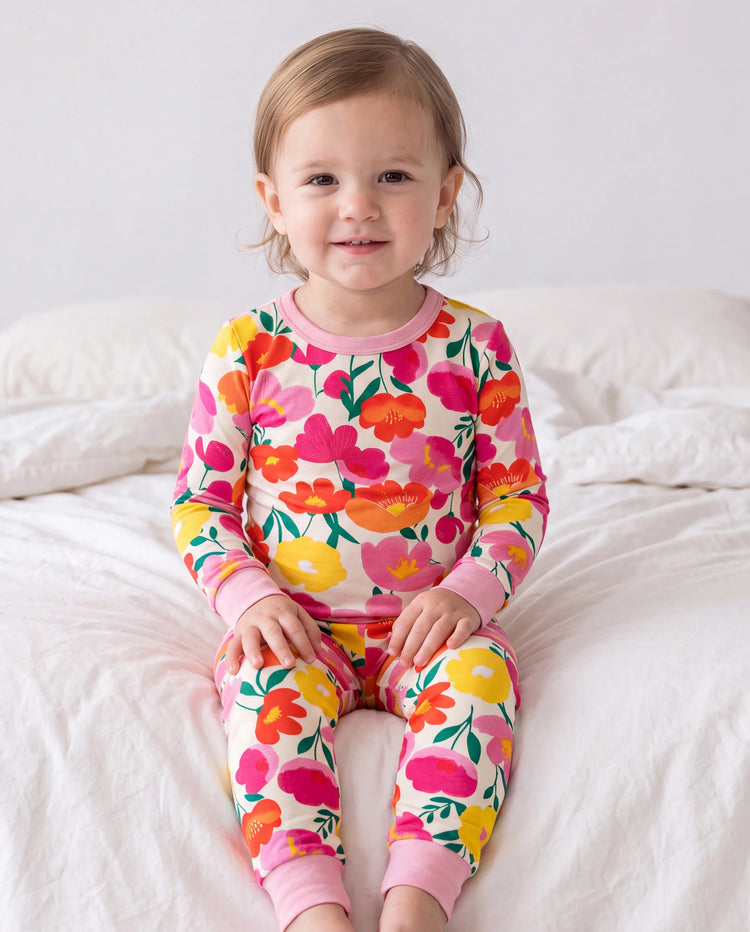 Weihnachten / Halloween Pyjama 2-teiliges Bambus-Pyjama-Set mit kindlichem Druck für Baby / Kleinkind (eng anliegend) rosa