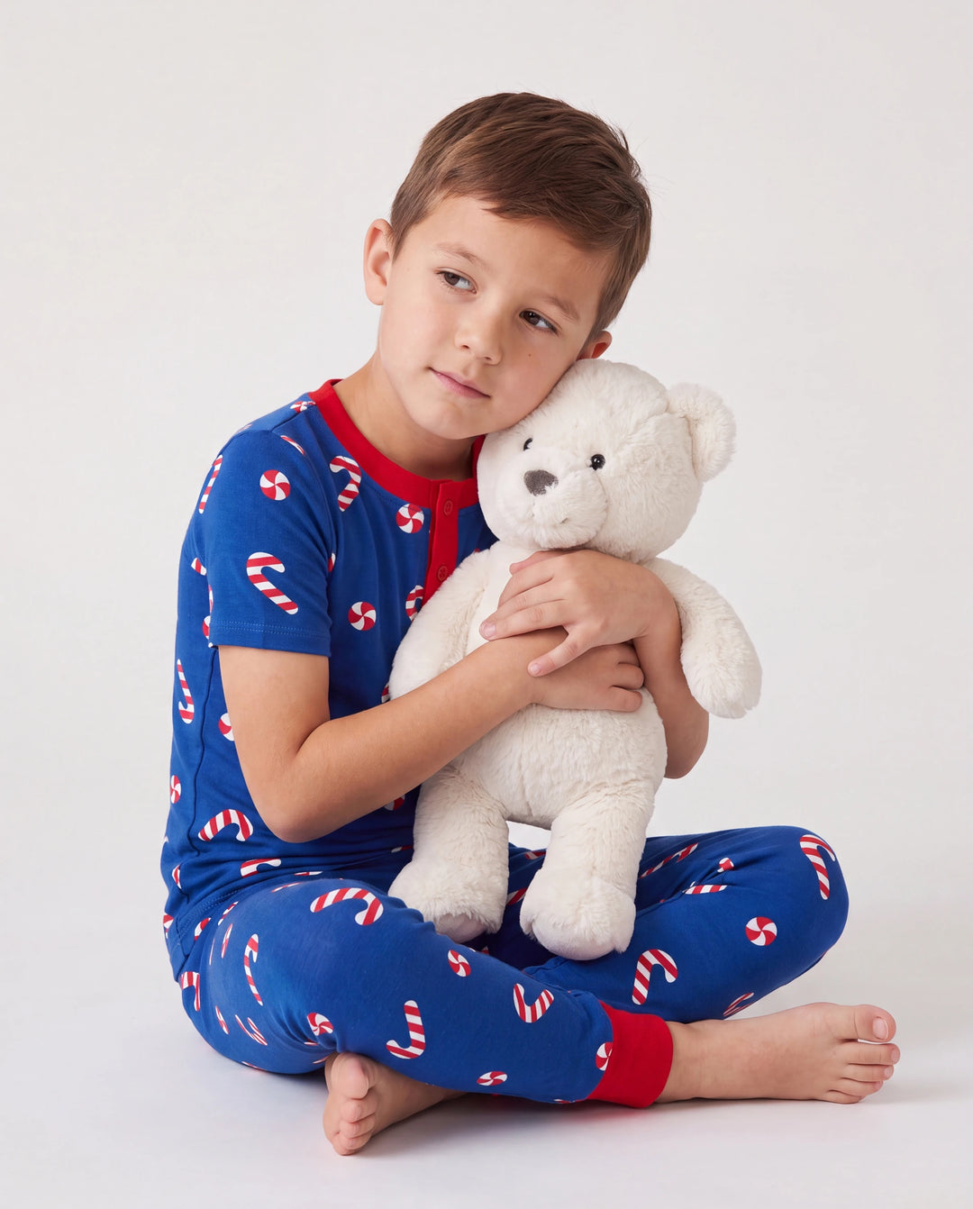 Toddler / Kids Christmas / Halloween PJS for Boys 3-Piece Bamboo Pajama Set 2-in-1 Look for 4 Seasons (Snug-Fitting) Deep Blue