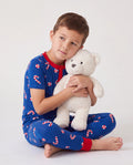 Kleinkind / Kinder Weihnachten / Halloween PJS für Jungen 3-teiliges Bambus-Pyjama-Set 2-in-1-Look für 4 Jahreszeiten (eng anliegend)  tiefblau