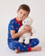 Pyjama 3 pièces en bambou pour garçons, idéal pour Noël ou Halloween, idéal pour les 4 saisons (coupe ajustée), bleu foncé