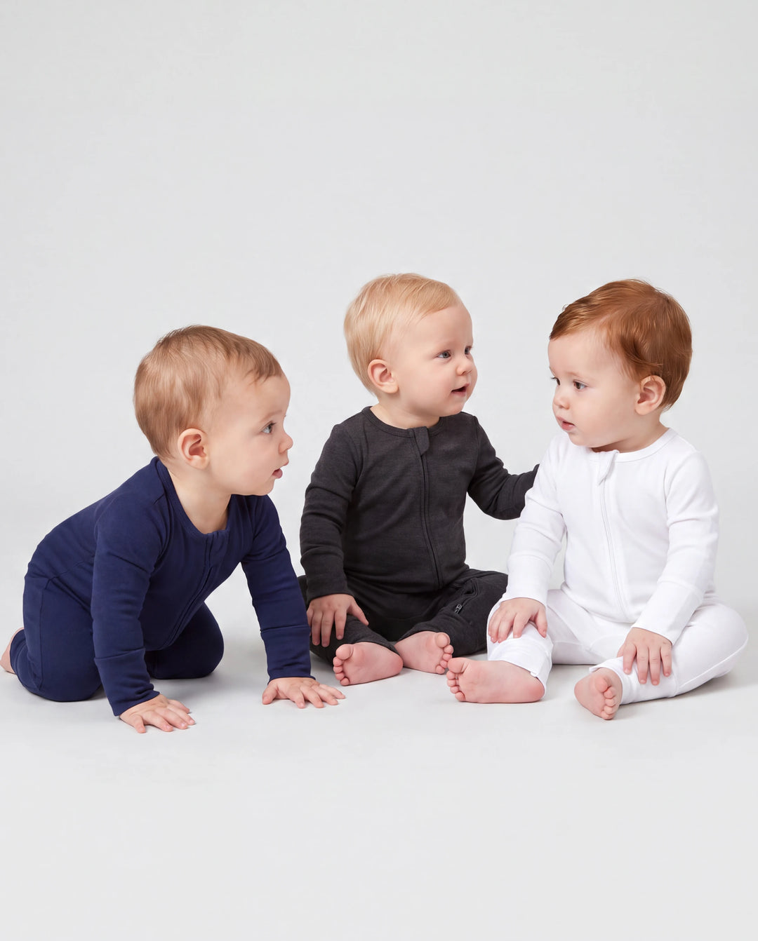 Bambus Baby Junge / Mädchen 3er-Pack Fest & Regenbogen Bedruckt 2-Wege-Reißverschluss Strampler Anti-Rutsch Langarmfußball grün