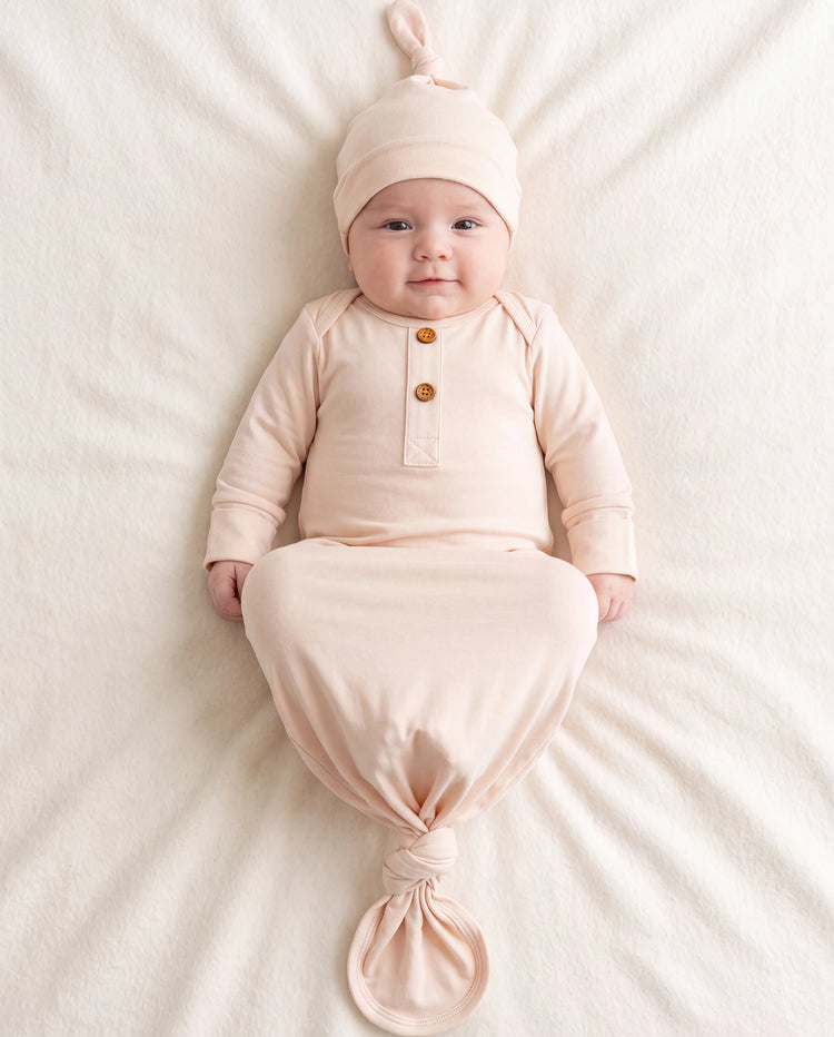 Bamboo Baby Boy/Girl Sleeping Bag Infant Gown with Hat Apricot