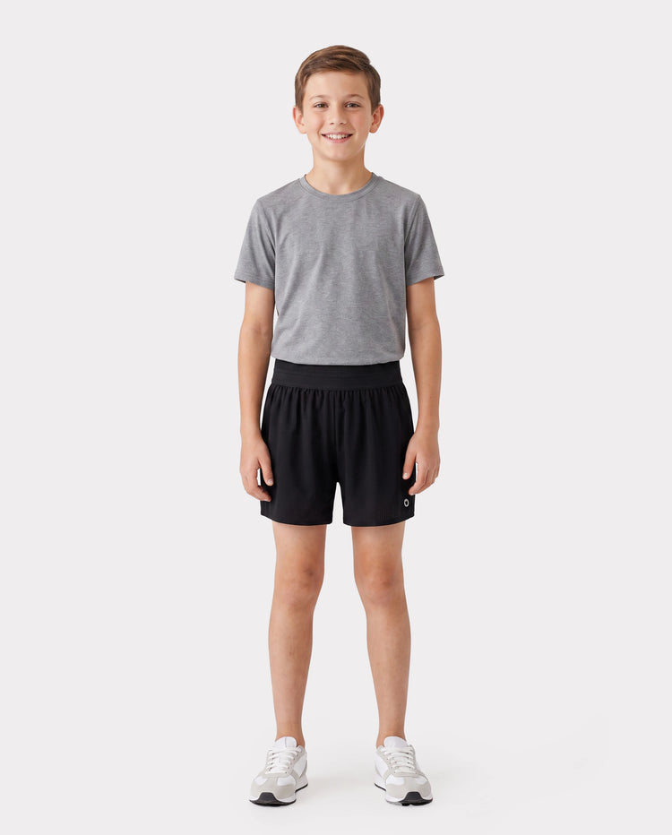 Pantalones cortos deportivos ultraligeros de secado rápido PatPat Lightflow Activewear para niños, color negro