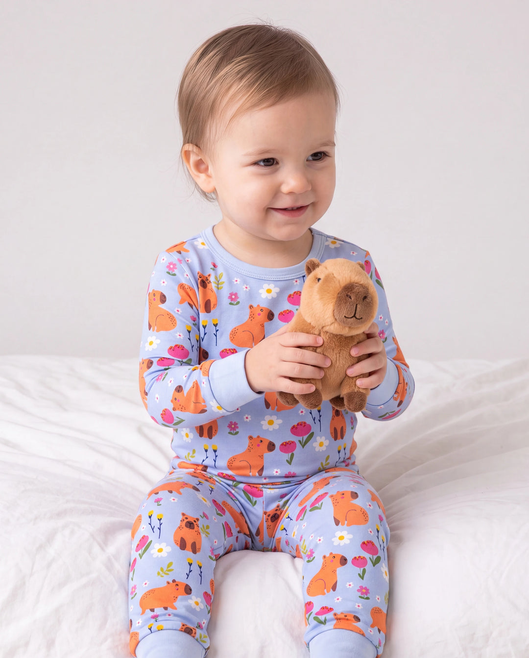 Weihnachten / Halloween Pyjama 2-teiliges Bambus-Pyjama-Set mit kindlichem Druck für Baby / Kleinkind (eng anliegend) blau