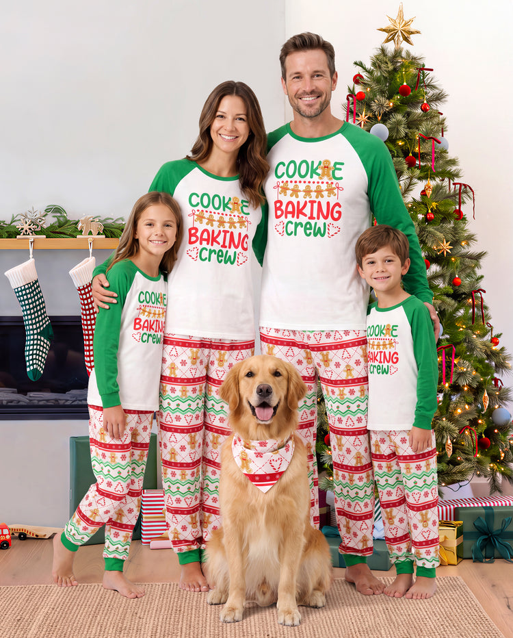 Pyjamas de Noël assortis pour toute la famille, imprimé pain d’épice, vert