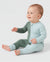 Combinaison bébé garçon/fille en bambou, color block, fermeture éclair double sens, manches longues, antidérapante, verte