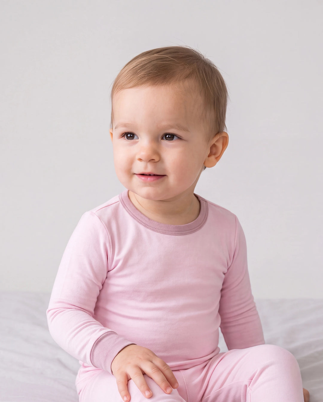 Pyjama 2 pièces en Tencel Modal pour bébé fille/garçon (coupe ajustée) rose