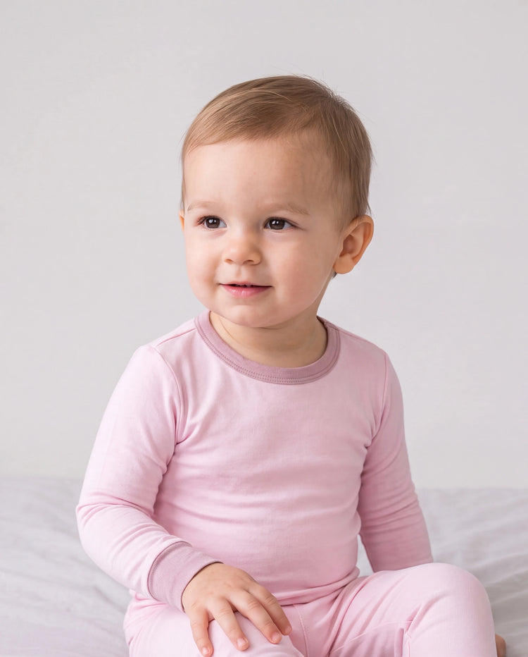 Pyjama 2 pièces en Tencel Modal pour bébé fille/garçon (coupe ajustée) rose