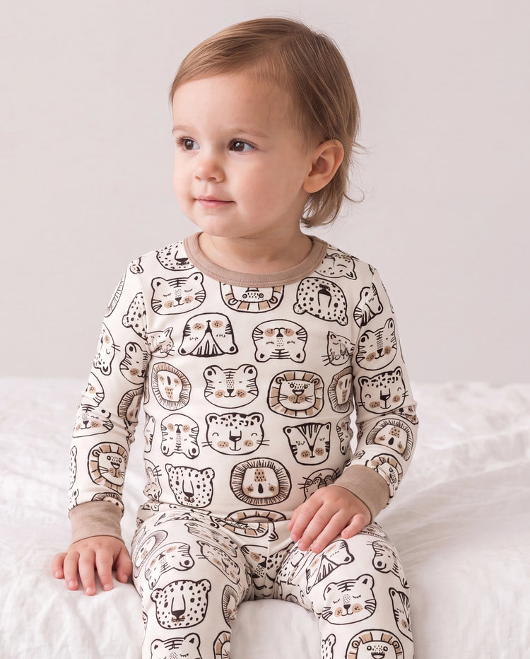 Weihnachten / Halloween Pyjama 2-teiliges Bambus-Pyjama-Set mit kindlichem Druck für Baby / Kleinkind (eng anliegend) khaki