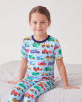 Pyjama de Noël/Halloween pour tout-petits/enfants Ensemble de pyjama 3 pièces en bambou Look 2 en 1 pour 4 saisons (coupe ajustée) Bleu clair