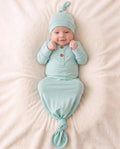 Saco de dormir de bambú para bebé niño/niña, bata infantil con gorro verde claro
