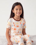 Pyjama de Noël/Halloween pour tout-petits/enfants Ensemble de pyjama 3 pièces en bambou Look 2 en 1 pour 4 saisons (coupe ajustée) Abricot