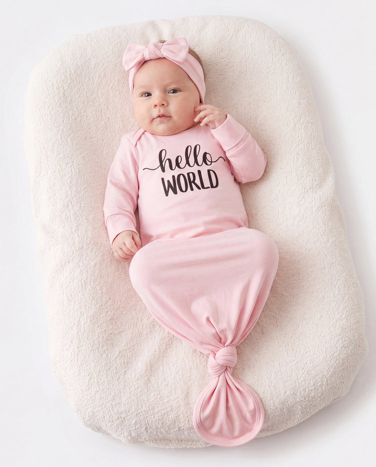 Baby / Girl Bamboo Sleeping Bag Infant Gown with Headband Pink