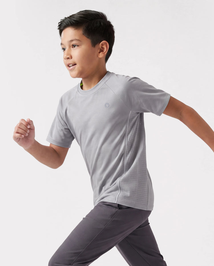 PatPat Rapidair activewear Kids Boy/Girl Athletic Quick-Dry & Instant-Cooling UPF 100+ Rash Guard T-Shirt Grey