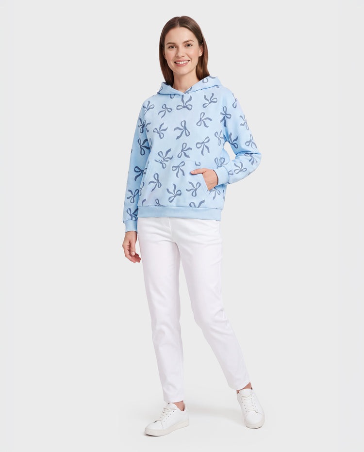Mommy and Me Bow Print Hoodies Blue Blue