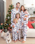 Pyjamas de Noël assortis pour la famille, imprimé village de Noël, blanc